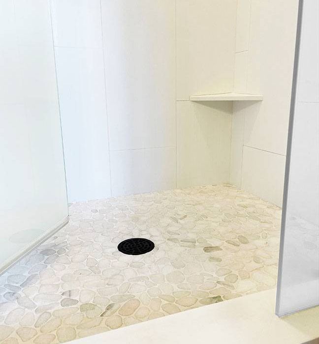 Shower Pan in Bathroom Remodel